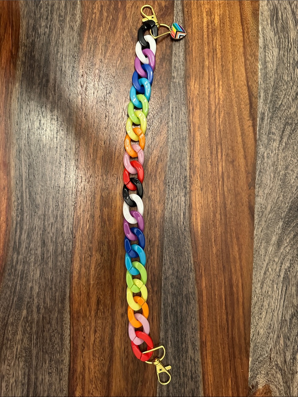 Rainbow Acrylic Chain Strap with Gold Hardware